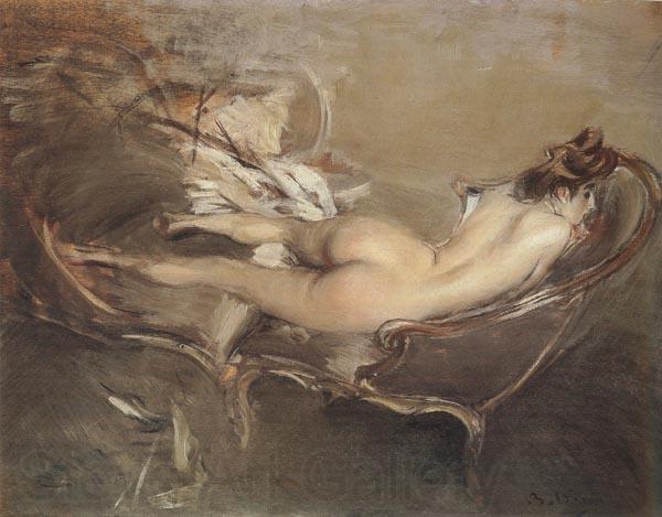 Giovanni Boldini A Reclining Nude on a Day-bed Spain oil painting art
